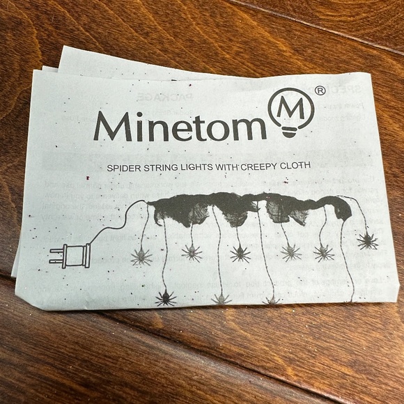 Halloween String Lights 7.8 Feet Spider Web Black Mesh Cloth and Orange Green - Picture 3 of 3